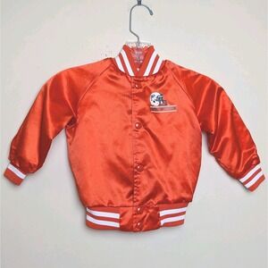 Vintage Miami Dolphins Jacket Orange NFL Football Chalk Line Satin Kids 3T